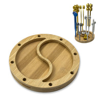 Eight-piece Yin Yang bamboo tuning fork holder detail