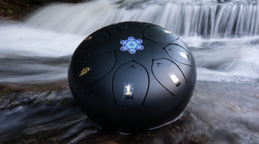 Sound healing instrument in nature designed for meditation, relaxation, and holistic well-being.
