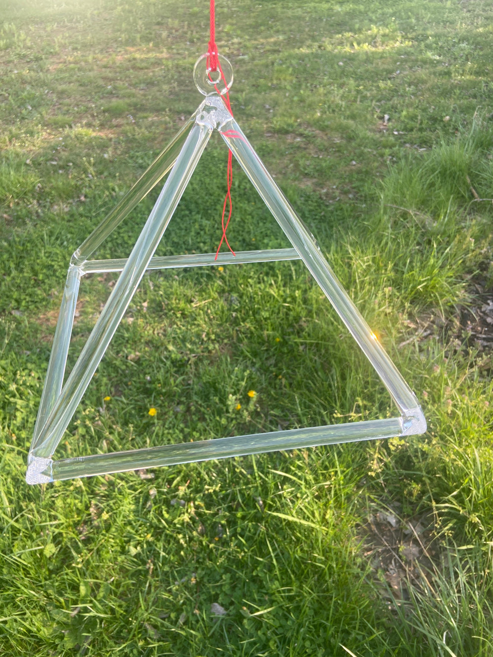 10” Clear Quartz Crystal Singing Pyramid Sound Vibration Musical Instrument With Carry Bag and Striker
