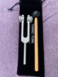 Weighted 174 Hz and 528 Hz Pair Silver Weighted anodized aluminum Tuning Forks - Attenuator Handle Extender with 10mm Crystal