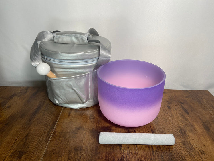 High Vibrational Crown Chakra 8" Crystal Singing Bowl 432HZ B-Note w/ Bag Bundle, Gift For Her