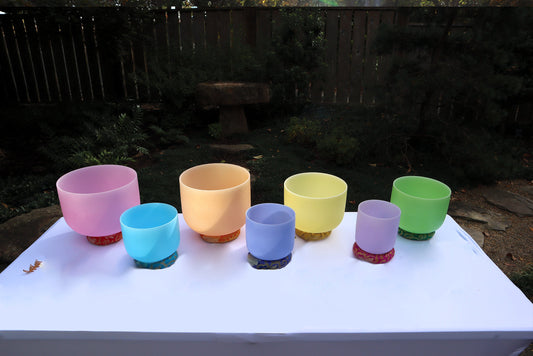 Myriad Melodies' Perfect Pitch 432 Hz Iridescent Light Singing Bowl Set - 2 Cases, O-Rings, 2 Mallets, 2 Suede Strikers