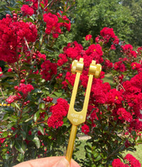 432 Hz Weighted Gold Tuning Fork For Vibration - Attenuator Handle Extender with 10mm Crystal