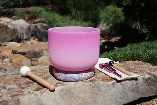 10" High Vibrational Heart Chakra Crystal Singing Bowl 432Hz, Merkaba Soul Purpose Tuning Fork, Carry Bag, Sound Vibration, Gift For Her