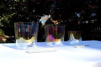 Myriad Melodies' 3pc or 4pc Partial Set Clear Cosmic Light Singing Bowl Set - 432hz Perfect Pitch, Mixed Octaves, Cases, Suede Strikers