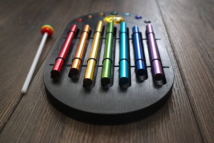 Xenergy Chimes - Easy to Play Chakra Color Chimes Set - Bubble Gum Percussion Stick - Om, Joyful Sound, Holiday Gift Idea