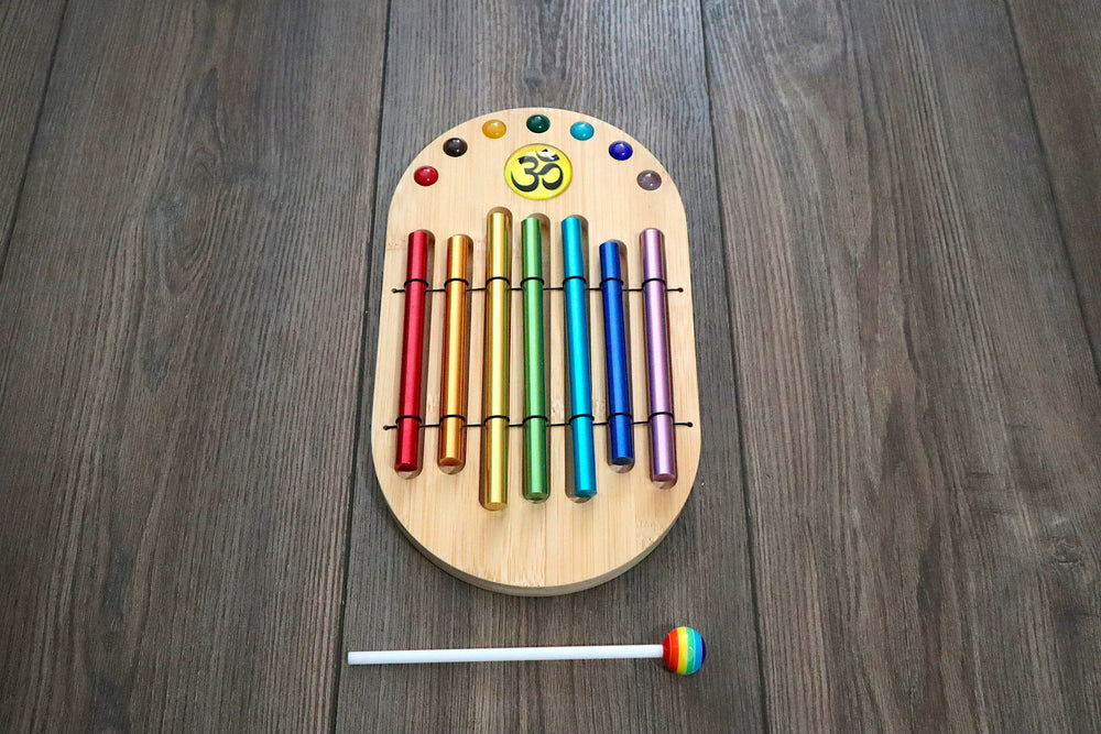 Xenergy Chimes - Easy to Play Chakra Color Chimes Set - Bubble Gum Percussion Stick - Om, Joyful Sound, Holiday Gift Idea