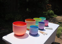 Myriad Melodies' Perfect Pitch (5 Cents) 432 Hz Chakra Light Singing Bowl Set - 2 Cases, Cushions, O-Rings, 2 Mallets 2 Strikers,