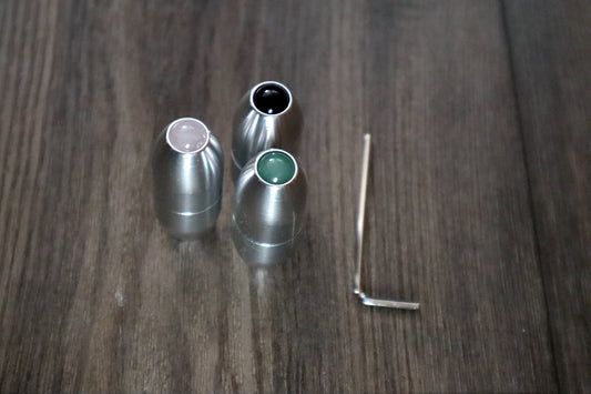 Single, 2-Pack, 3-Pack - Crystal Massage Attenuator Handle for Tuning Forks - Rose Quartz, Black Onyx - Meridian Lines, Massage, Biofield