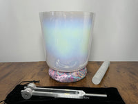Cosmic White Light - Premium Clear 8" Crystal Singing Bowl w/ Tuning Fork 432 Hz Heart Chakra F Note, Suede Striker, O-Ring, and Silver Case