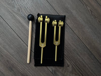 Perfect Fifth Harmonic Yin and Yang Tuning Fork Set - Gold - C 256 Hz G 384 Hz, Weighted, Bio-field Therapy