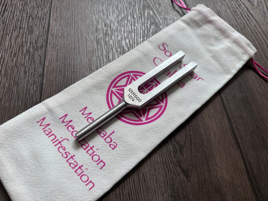 1074 Hz Solfeggio Unweighted Tuning Fork For Vibration - Soul Star Drawstring Pouch - Attenuator Extender - Massage, Acupressure, Biofield