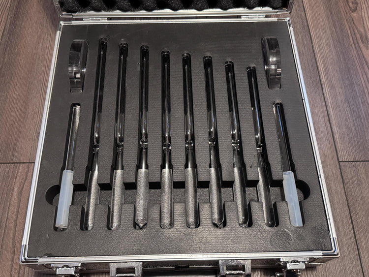 Myriad Melodies' 8pc Crystal Tuning Fork Set - 10mm - Notes CDEFGABC5, Crystal Vibration, Biofield, Sound Vibration