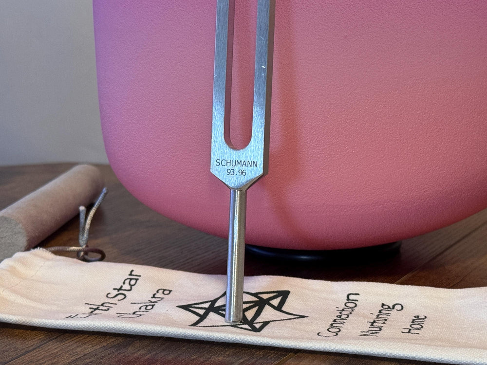10" Heart Chakra F Note Bowl with 93.96 Schumann Tuning Fork - Perfect Pitch High Vibrational 432hz - Carry Bag, Biofield Vibration