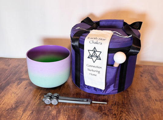 8" Crown Chakra B Note Crystal Singing Bowl - Perfect Pitch 432Hz, 93.96 Schumann Tuning Fork, Carry Bag, Biofield Vibration