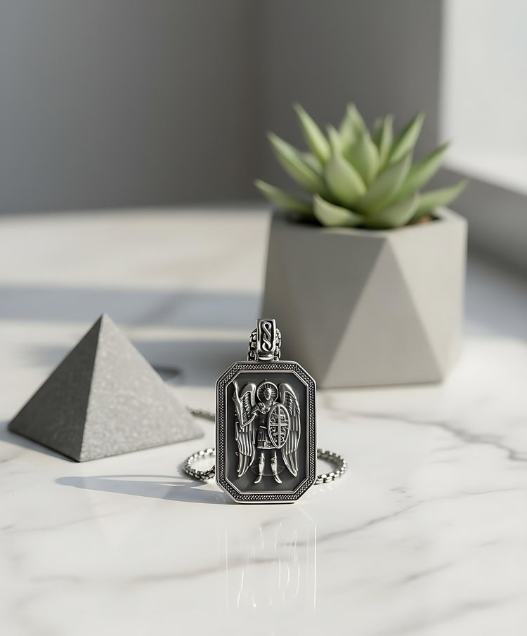 Archangel St. Michael Mystical Beauty Charm Necklace: Unique Gift For Him or Her, Spiritual Symbols