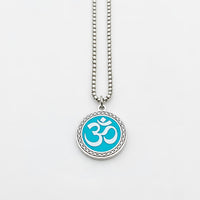 OM with Radiant Blue Mystical Beauty Charm Necklace: Unique Gift For Him or Her, Spiritual Symbols