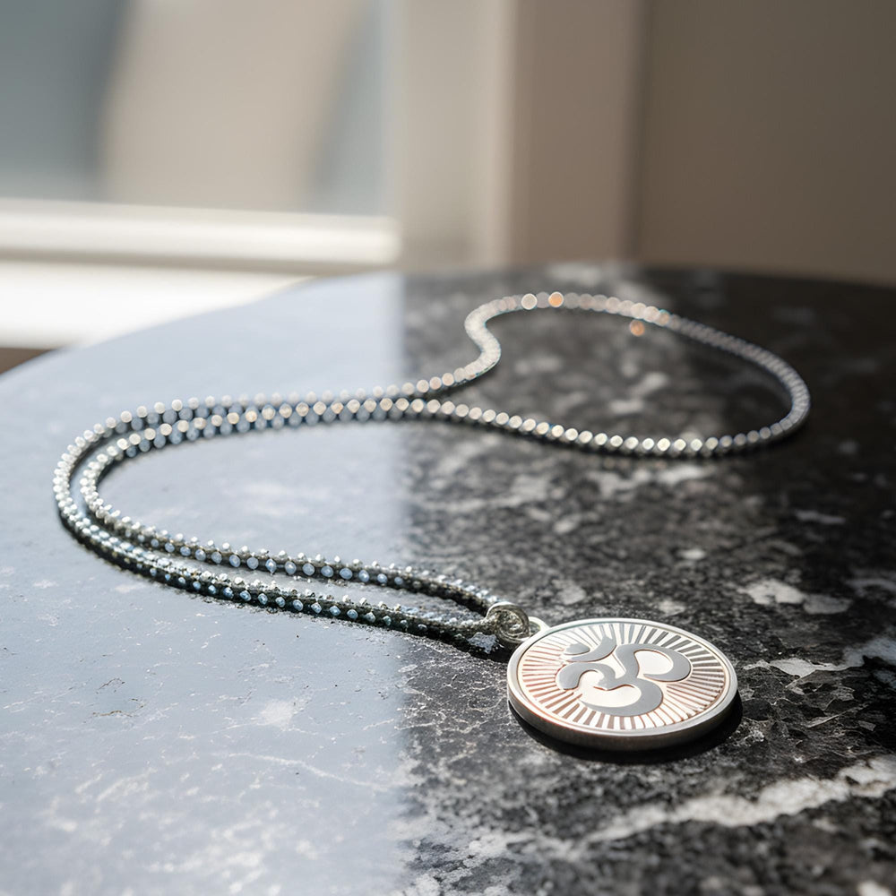 OM with Rays of Light Mystical Beauty Charm Necklace: Unique Gift For Him or Her, Spiritual Symbols