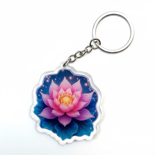 Lotus Flower Charm - Mystical Acrylic Keychain: Unique Gift For Him or Her, Spiritual Symbols