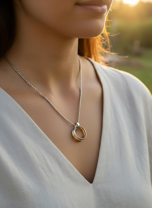 Three Rings Mystical Beauty Charm Necklace: Unique Gift For Him or Her, Spiritual Symbols