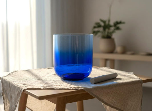 3rd Eye Soft Light - 432 Hz Perfect Pitch Clear Quartz 7" A-Note Singing Bowl - Suede Striker, O-Ring, and Padded Carry Case