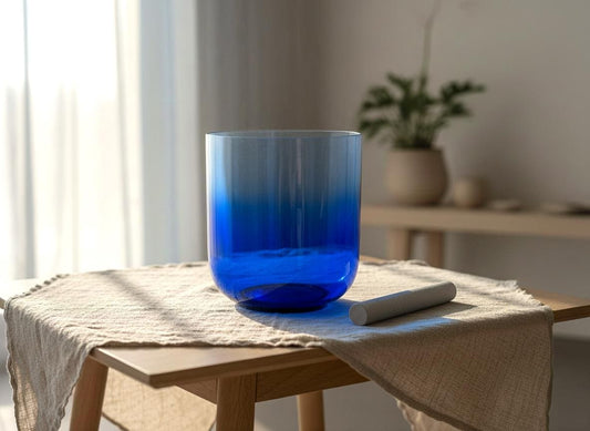 3rd Eye Soft Light - 432 Hz Perfect Pitch Clear Quartz 7" A-Note Singing Bowl - Suede Striker, O-Ring, and Padded Carry Case