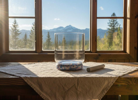 7" Crystal Clear Sound Bowl - 432 Hz Perfect Pitch Clear Quartz Singing Bowl - B-Note, Pink Cushion, Striker, O-Ring, and Padded Carry Case