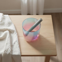 Radiant Sky Throat Chakra Perfect Pitch 432 Hz Clear Quartz 7.5" G-Note Singing Bowl - Suede Striker, O-Ring, and Padded Carry Case
