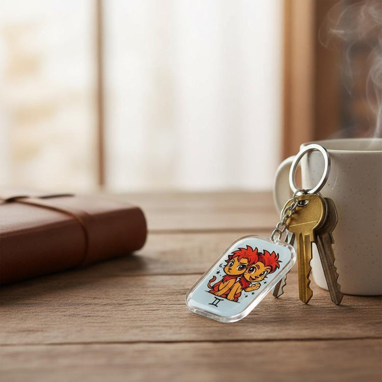 Gemini Charm - Mystical Acrylic Keychain: Unique Gift For Him or Her, Spiritual Symbols