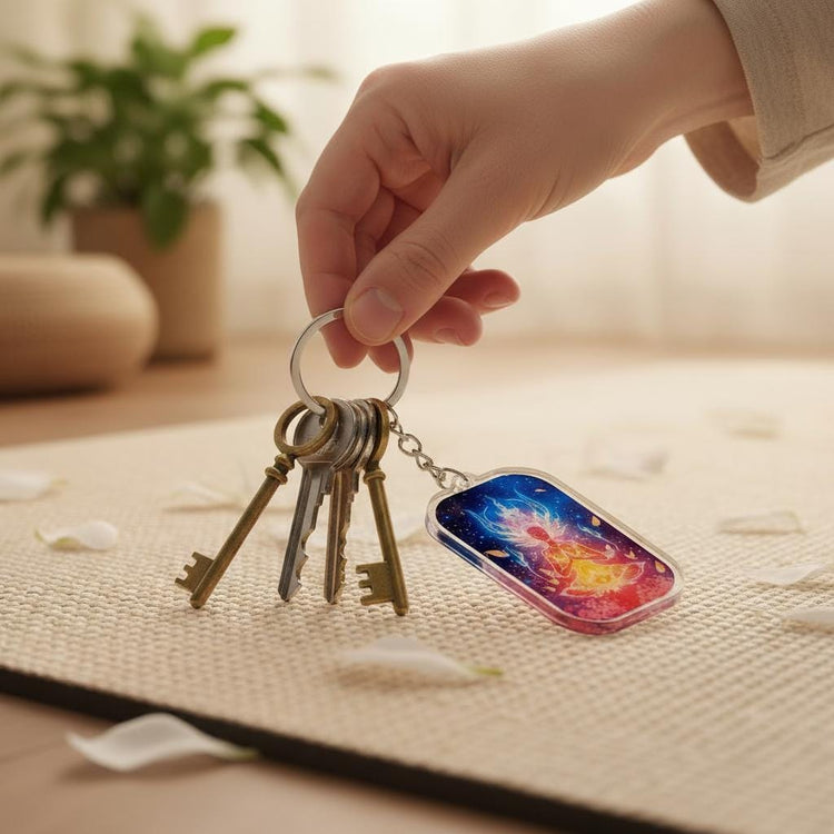 Cosmic Dakini Prayer Charm - Mystical Acrylic Keychain: Unique Gift For Him or Her, Spiritual Symbols