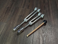 89Hz and 144Hz - Fibonacci, Golden Ration Tuning Fork Set - Gamma Binaural Beat Entrainment - Handle Extender with 10mm Crystal - Silver