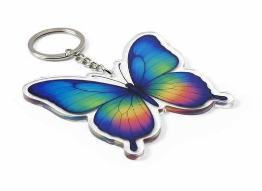 Rainbow Butterfly Charm - Mystical Acrylic Keychain: Unique Gift For Him or Her, Spiritual Symbols