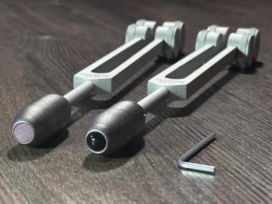 54.81Hz and 62.64Hz Theta Binaural Schumann Set - 7.83Hz Binaural Beat Entrainment - Crystal Attenuator Handle Extender - Matte Silver