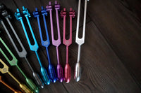Myriad Melodies' Professionally Tuned .25 9pc Chakra Tuning Forks with 10pc Crystal Massage Attenuator Set - Biofield, Sound Vibration