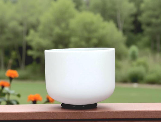 432hz 10" Frosted White F Note - Perfect Pitch Heart Chakra Sound Bowl with Rubber Mallet, Silicone Ring, and Padded Carry Case