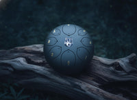 Spirit Wolf 8" Steel Tongue Drum - Black F Key - Spirit Animal, Instinct, Strength, Shamanic Drum, Ethereal Vibration, Tank Drum