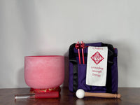 432 Hz 8" Root Chakra Singing Bowl with Tuning Fork - Perfect Pitch C-Note Sound Bowl with Matching Color Cushion and Light Up Striker