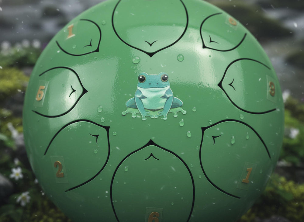 Leaping Frog 8" Steel Tongue Drum - Light Green F Key - Leap of Faith, Journey, Perspective, Shamanic Drum, Ethereal Vibration, Tank Drum