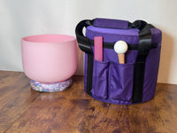 432 Hz 8" High C Pink Root Chakra Singing Bowl and Tuning Fork - Perfect Pitch Sound Bowl with Matching Color Cushion and Light Up Striker
