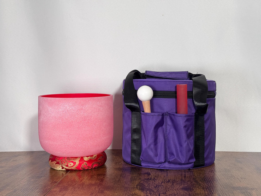 432 Hz 8" Root Chakra Singing Bowl with Tuning Fork - Perfect Pitch C-Note Sound Bowl with Matching Color Cushion and Light Up Striker