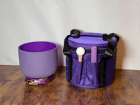 432 Hz 8" Crown Chakra Singing Bowl with Tuning Fork - Perfect Pitch B-Note Sound Bowl with Matching Color Cushion and Light Up Striker