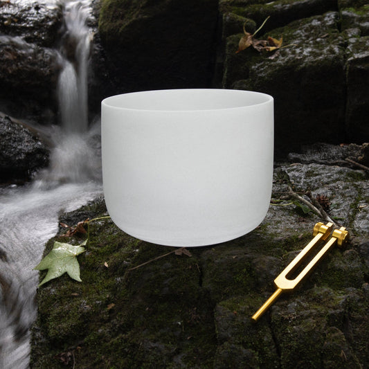 174 Hz Solfeggio Tuning Fork - Heart Chakra Crystal Singing Bowl Bundle For Vibration, F Note, Padded Carry Case, Suede Striker, and O-Ring