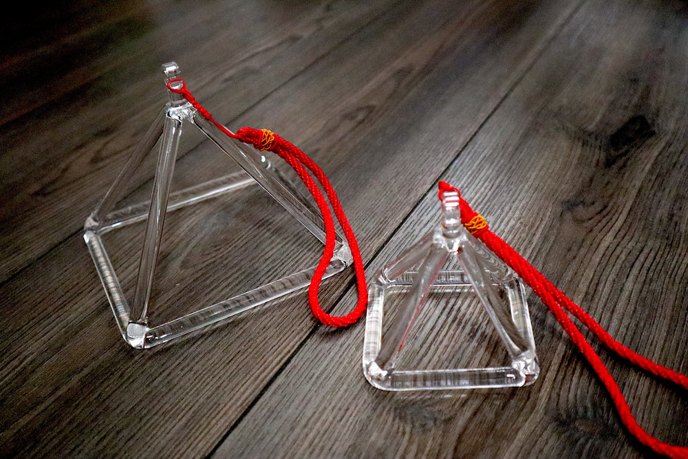 Clear Quartz Crystal Singing Pyramid - 3 Inch - 5 Inch - Padded Carry Case - Sound Vibration Musical Instrument With Crystal Striker