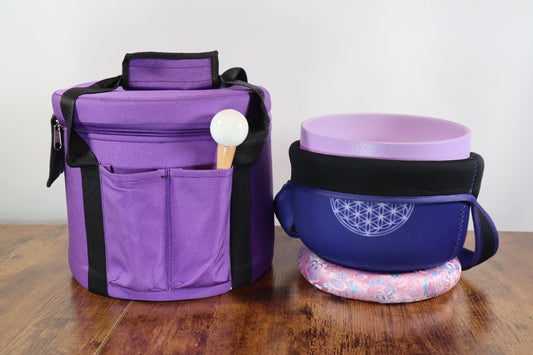 High Vibration Crown Chakra 8" Crystal Singing Bowl 432HZ B-Note, Flower of Life Carry Bag, O-Ring, Cushion, Mallet - Gift For Her