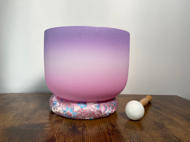 High Vibration Crown Chakra 8" Crystal Singing Bowl 432HZ B-Note, Flower of Life Carry Bag, O-Ring, Cushion, Mallet - Gift For Her