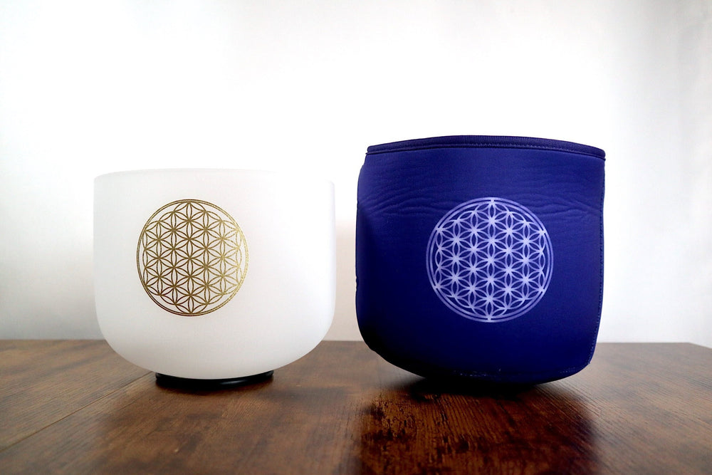 432 Hz Flower Of Life F Note Heart Chakra Singing Bowl and Solfeggio 528 Hz Tuning For Bundle - Cushion, Mallet, Striker, Padded Carry Case