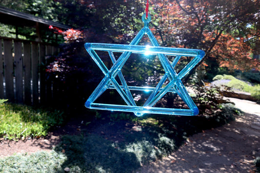 8" Chakra Color Quartz Crystal Singing Merkabas - Sound Vibration - Musical Instrument With Crystal Striker And Padded Carry Case