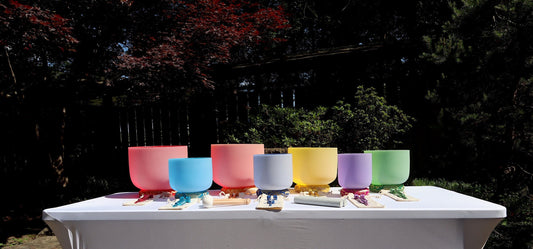 Myriad Melodies' Perfect Pitch (5 Cents) 432 Hz Chakra Color Set - 10 Chakra Tuning Forks - 10 Crystal Attenuators - Protective Cases