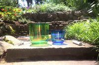 Cosmic Green and Indigo - Premium Clear Crystal Singing Bowls w/ Tuning Fork - Perfect Pitch 432Hz F and A Note
