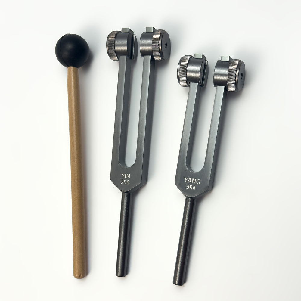 Gray Yin and Yang weighted tuning fork set — graphite finish product view 1